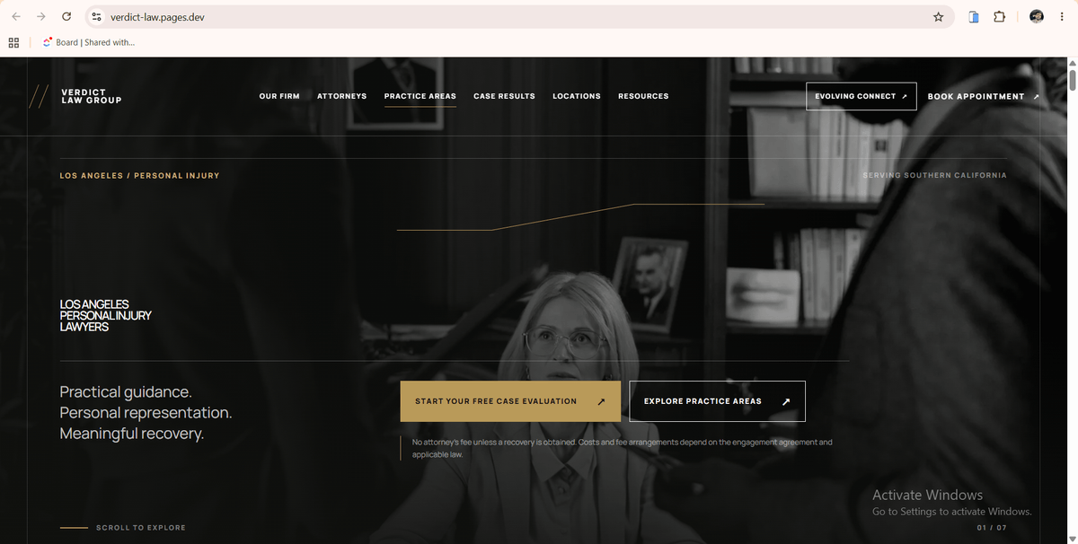 Verdict Law Group website template screenshot